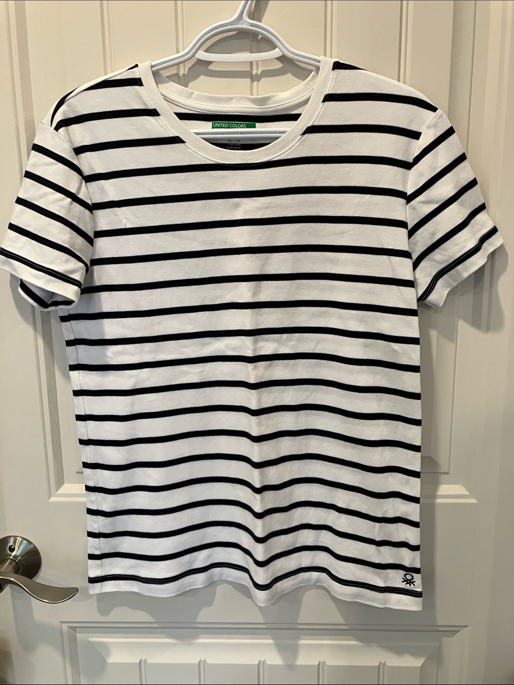 UNITED COLOURS OF BENETTON Striped Tee Navy WHITE Sz XL